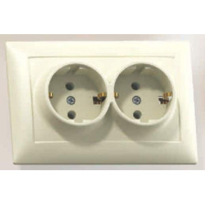 Розетка 2-м СП Селена РС16-372 16А IP20 с заземл. сл. кость Кунцево 8148