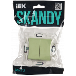 SKANDY Выключатель 2-клавишный проходной 10А SK-V05G мятный IEK SK-V22-0-10-K06