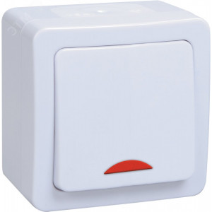 Выключатель 1-кл. ОП Гермес Plus 10А IP54 ВС20-1-1-ГПБ с индикацией цвет клавиши: бел. бел. EVMP11-K01-10-54-EC