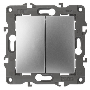 14-1106-03 Переключатель двойной, 10АХ-250В, IP20, Elegance, алюминий (10/100/3000) Б0034245