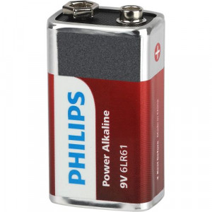 Элемент питания алкалиновый "крона" 6LR61 9В Power (блист. 1шт) Philips Б0062717