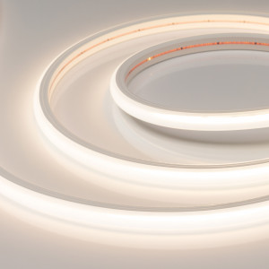 Лента герметичная COB-PL60-X544-12mm 24V Warm3000 (11.5 W/m, IP65, CSP, 5m) 031915(2), Герметичная IP65 в трубке с линзой 60° лента COB сплошной засветки, без видимых светодиодов. Светодиоды CSP 544 шт/м. Цвет свечения ТЕПЛЫЙ 3000K, высокий индекс цветопередачи CRI>90, световой поток 680лм/м, угол 60°. Мощность 11.5 Вт/м, питание 24 В. Разм