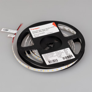 Лента RT-A90-10mm 24V Warm2700 (4.8 W/m, IP20, 2835, 5m) 038777, Светодиодная высокоэффективная лента RT-A90, открытая. Светодиоды 2835, 90 шт/м (450 шт на 5 м), белая плата, ширина 10 мм, скотч 3M. Цвет ТЁПЛЫЙ 2700 K, цветопередача CRI>85, угол 120°. Питание 24 В, мощность 4.8 Вт/м (24 Вт на 5 м). Размеры 5000x10x1.6