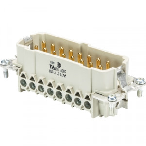 Вилочная контактная вставка 70.312.1640.0, Вилочная контактная вставка, винтовая фиксация, 16 полюсов + PE, типоразмер 16B, 500V, 16A, сечение обслуживаемых проводников 0,5-2,5 мм кв, тип покрытия контактов: золото, с защитой провода
