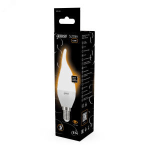 Лампа светодиодная Black 6.5Вт свеча на ветру 3000К тепл. бел. E14 520лм 104101107