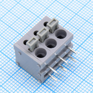 DG211R-5.0-03P-11-00A(H), Нажимной безвинтовой клеммный блок 3 контакта. Зажим типа торцевой контакт. Серия DG211R-5.0