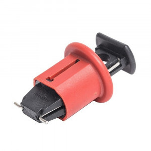 gwrD01, Блокиратор полюсных автоматов POS, нейлон и сталь, зажим наружу, ширина зажима – 12 мм, цвет – красный, 1 шт/упак