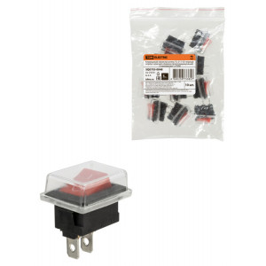 Клавишный переключатель YL-211-03 черный корпус красная клавиша (влагозащищенный) 2 положения 1з SQ0703-0048