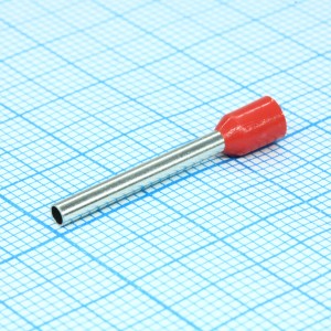 HE 1518 RED, наконечник кабельный торцевой трубчатый с изоляцией, L=24.4/18мм, сеч. пров. 1.5мм2