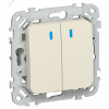 FLITE Выключатель 2-клавишный проходной с индикацией 10А ВС62-1-1-ФлСл сливочный IEK FI-V22-1-10-1-K86
