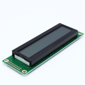 WH2002A-YGH-CT#, ЖКИ знакосинтезирующий 20 x 2, STN Серый Позитивный/прозрачно-отражающий светодиодная подсветка желто-зеленая размеры 116x37 мм, видимая область 85x18.6 мм, -20...70°C, контактные площадки 2 ряда слева 16 выводов