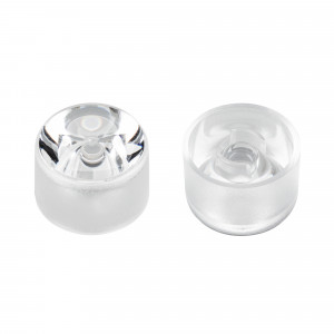 Линза ARL-PC385-U10-D22xH13-HT 032891, Одиночная линза цельная (с несъемным холдером) для мощного светодиода Emitter. Угол обзора: вертикальный 10°, прозрачная линза. Материал PC. Диаметр 21.8 мм, высота 13.45 мм.