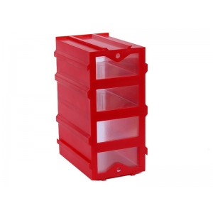 Бокс для р/дет К- 5 прозрачные/красный, Пластиковый контейнер для хранения крепежа, радиоэлектронных комплектующих, любых небольших деталей