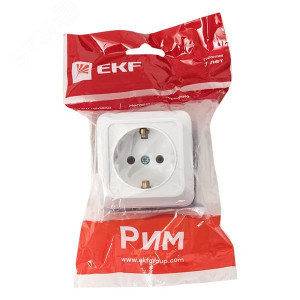 Рим Розетка 1-местная 16А с заземлением белая ENR16-028-10