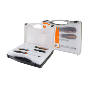 Набор отверток 4 шт.: SL3x75, SL5х100, PH1х75, PH2х100 (пласт. чемодан), CR-V "Алмаз" SQ1013-0202