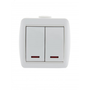 Выключатель 2-кл. ОП Nata 10А IP20 с подсветкой бел. 710-0200-112