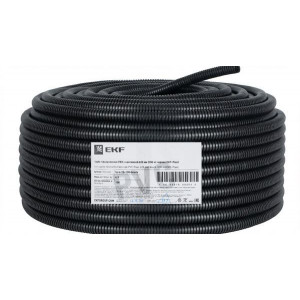 Труба гофрированная ПВХ d20мм с протяжкой черн. (уп.100м) Plast tg-z-20-100-black