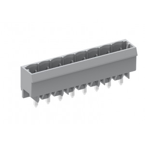Вилочный разъем на плату 450215-04D, Вилочный разъем, вертикальный, на плату, шаг: 5.0 мм, 15 полюсов, фиксация на плате пайкой, исполнение: длина выводов 3,8 мм, 320V, 12A, цвет: серый