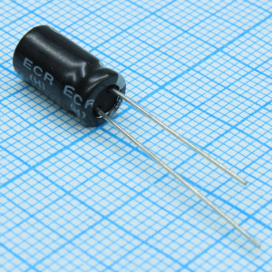 ECR470M35B, Конденсатор алюминиевый электролитический 47мкФ 35В  ±20% (6.3 х 11мм) радиальные выводы 2.5мм 154мА 2000час 85°С россыпь