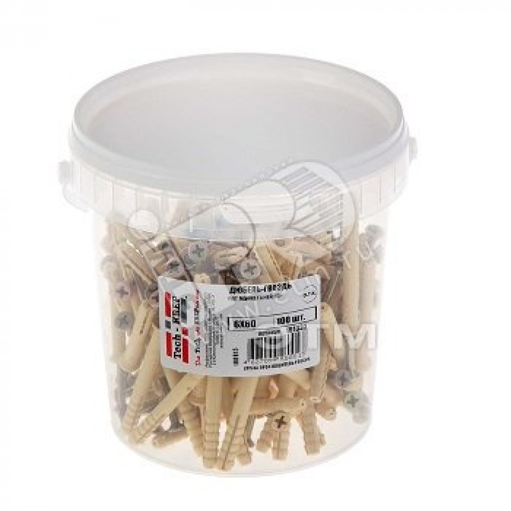 Изображение товара Дюбель-гвоздь 6х60 потайной бортик, нейлон (100шт) 101333