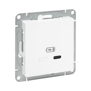 Механизм розетки USB-С, быстрая, белый Эпика EKF UP1-SOW-USBCF