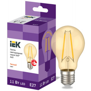 Лампа LED A60 шар золото 11Вт 230В 2700К E27 серия 360° LLF-A60-11-230-30-E27-CLG