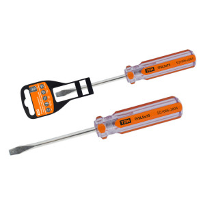 Отвертка шлицевая, прозрачная рукоятка, углеродистая сталь, тип SL5.0 x 75 мм, серия "Гранит" SQ1006-2004