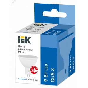 Лампа светодиодная MR16 софит 9Вт 230В 6500К GU5.3 IEK LLE-MR16-9-230-65-GU5