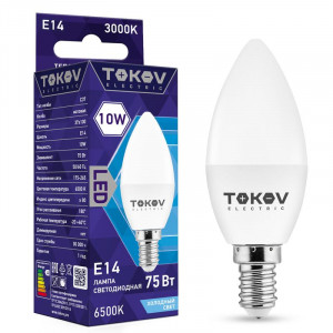 Лампа светодиодная 10Вт С37 6500К Е14 176-264В TKE-C37-E14-10-6.5K