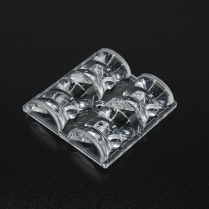 AJST50D4LED15110G, Групповая квадратная линза 2x2 на 4 светодиода 3535/3030 эфф=89%, 15°x110°, 50x50мм, PC