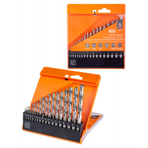 Набор сверл по металлу, 19 шт. (1-10) мм, шаг 0,5 мм, полир., HSS, ц. хв., пласт. уп., "Рубин" SQ1093-0102