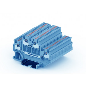 Этажная клемма TPD2.5-2-BU, Этажная клемма, 2 этажа, тип фиксации провода: Push-in, номинальное сечение: 2,5 мм кв., 32A, 500V, ширина: 5,2 мм, цвет: синий, тип монтажа: DIN35