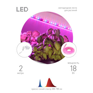 Светодиодная лента для растений FITO-Strip Light-RB-2m красно-синего спектра, 2 м, IP65 Б0057282