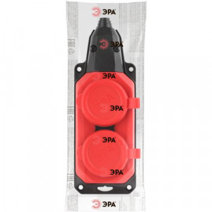 Колодка удлинителя 2-м с заземл. 16А IP44 K-2e-RED-IP44 каучук красн. Б0044551