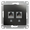 Изображение товара Розетка компьютерная 2-м Glossa RJ45 кат.5E механизм антрацит SE GSL000785KK