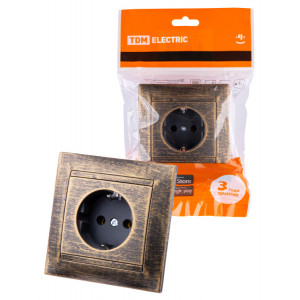 Розетка 2П+З 16А 250В старинная бронза "Лама" SQ1815-0764