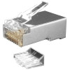 Разъем PLUG-8P8C-UV-C6-SH-100 RJ45(8P8C) под витую пару кат. 6 (50/50 микродюйм)экранир. универс.(для ож и мж кабеля) со вставкой (уп.100 шт) 49383
