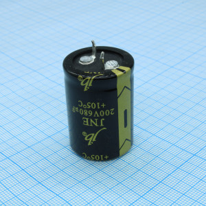 JNE2D681M10002500350, Конденсатор алюминиевый электролитический 680мкФ 200В ±20% (25х35мм) защелкиваемые выводы 10мм 2000час 105°C россыпь