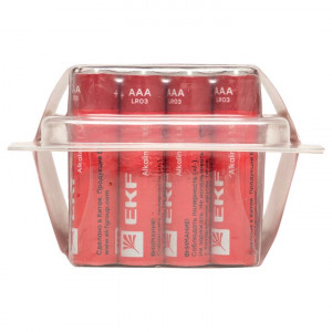 Алкалиновая батарейка типа ААА(LR03) пластиковый бокс 24шт. EKF(кр.1упак)