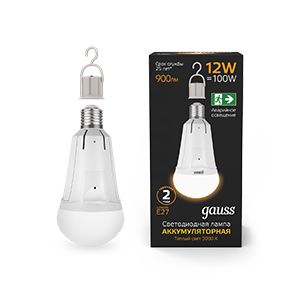 Лампа A80 12W 900lm 3000K Е27 авар. с Li-Ion аккумулятором LED 1/5/50 102002112