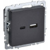 Розетка BRITE USB A+C 18Вт РЮ11-1-БрЧ черн. BR-U22-018-K02