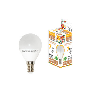 Лампа светодиодная FG45-7 Вт-230 В-4000 К–E14 Народная SQ0340-0186