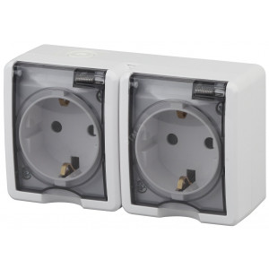 Розетка 2-м ОП Эксперт 11-2403-01 16А IP54 16AX 250В 2х2P+E бел. Б0020716