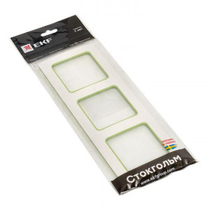 Стокгольм Рамка 3-местная белая с линией цвета зеленый PROxima EAM-G-302-10