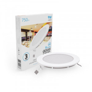 Встраиваемый светильник ультратонкий круглый IP20 9W, 145х22, 130, 6500K 750лм 1/20 939111309