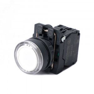 Кнопка SB5 с подсветкой в сборе модульная 22мм белая пластик 24ВDC 1НО SB5AW31B1