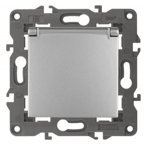 14-2103-03 Розетка 2P+E Schuko со шторками с крышкой, 16A-250В, IP20, Elegance, алюминий (10 Б0034280