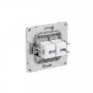 Компьютерная розетка RJ-45 без шторки, кат.6А двойная, KANT, белая магнолия 7000674