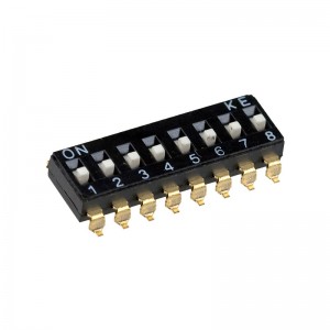 L-KLS7-KL-08-N-00, DIP-переключатель 8 групп SMD монтаж шаг 2.54мм 0.025А 24В с выступающим движком