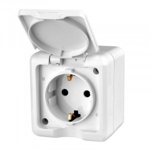 Розетка 1-м ОП Dita 16А IP54 250В с заземл. с крышкой бел. TKL-DT-R1Z-C01-IP54
